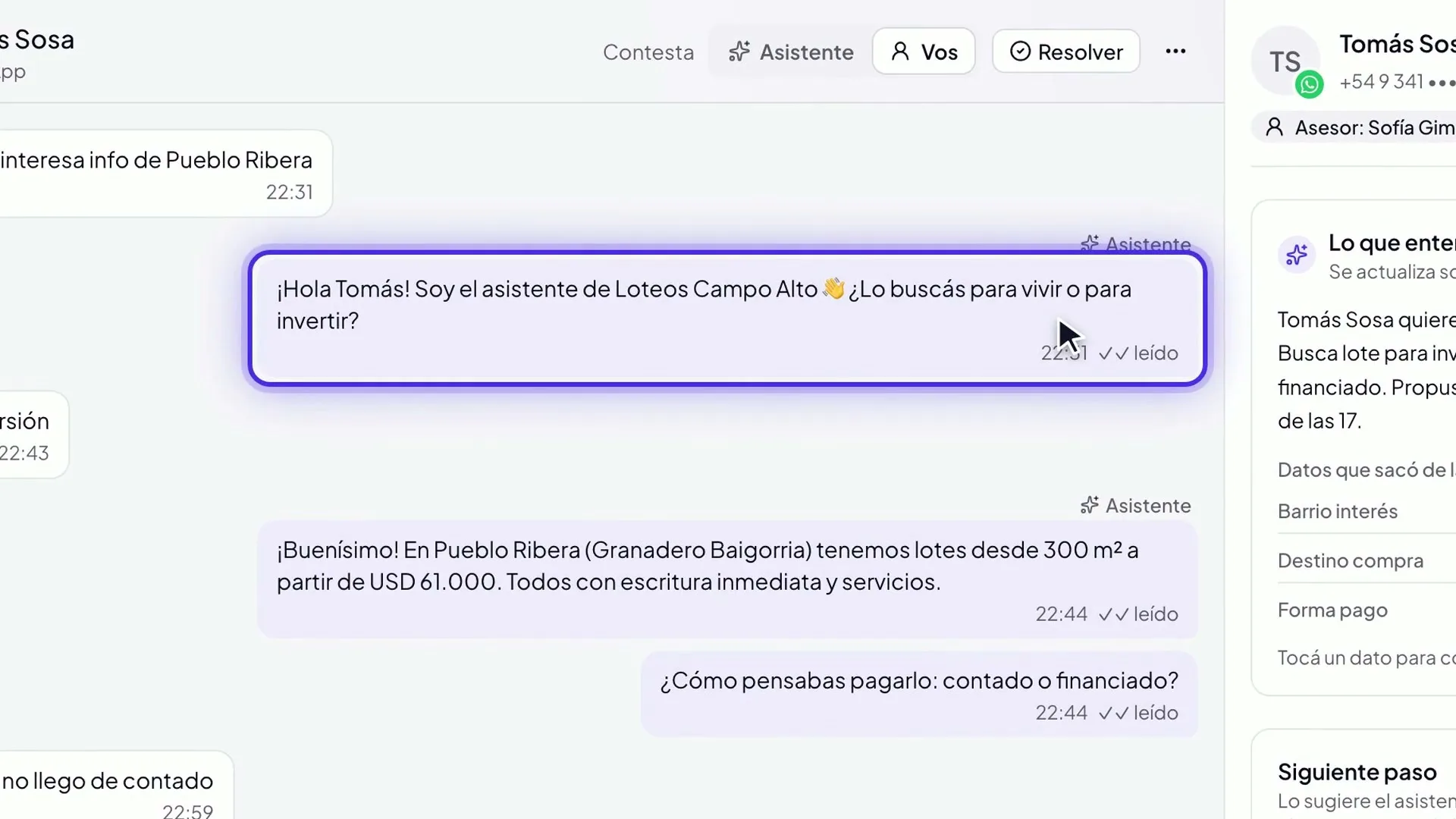 Video: así se ve la plataforma de Estudio KM, un asistente con IA que atiende tu WhatsApp con tus productos y tus precios.